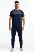 Men’s Dry-Fit Tracksuit-Adi Style-Navy Blue/Grey Combo#190 - Superwear