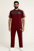 Men’s Dry-Fit Tracksuit-Adi Style-Maroon/Grey Combo#194 - Superwear