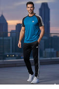 Men’s Dry-Fit Tracksuit-Adi Style-Peacock Blue/Black Combo#203 - Superwear